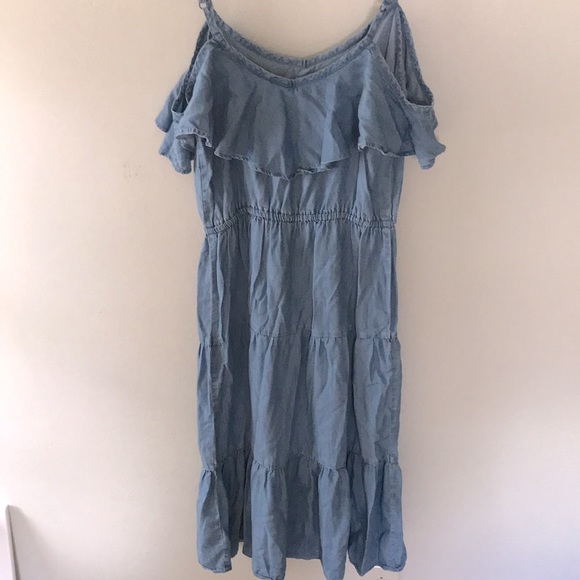 Chambray Ruffle Sleeve MIDI Dress XS - Picture 5 of 5